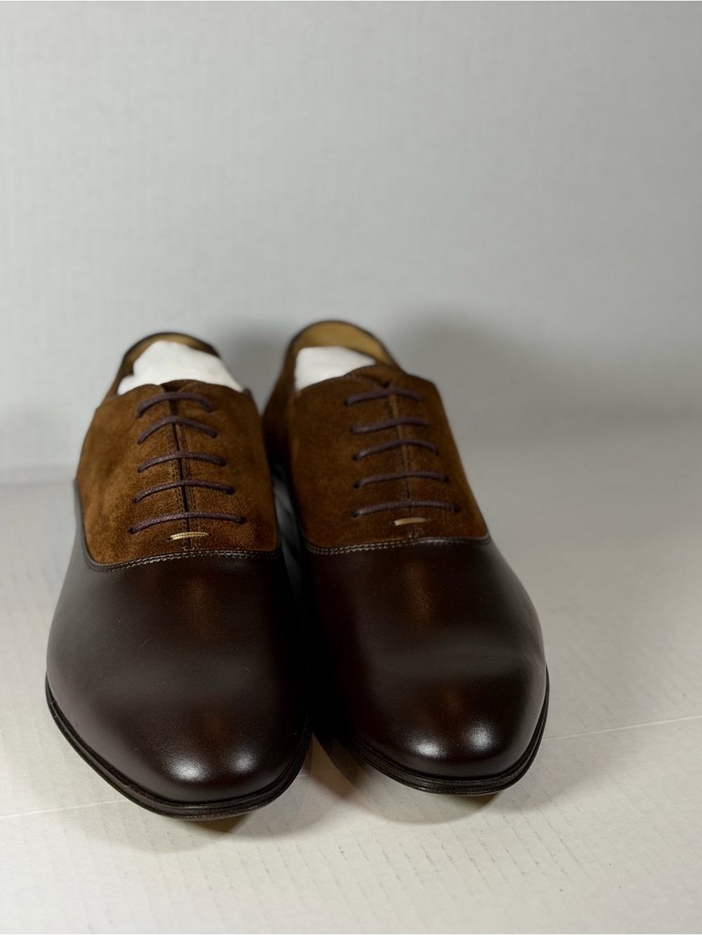 Gucci Brown Two-Tone Leather and Suede Oxfords